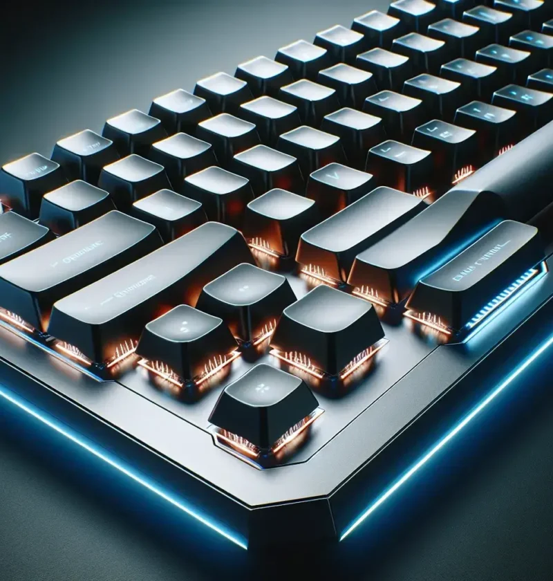 "Teclado Corsair con switches ópticos: diseño moderno y características avanzadas para gamers y profesionales, destacando su retroiluminación RGB y comodidad ergonómica."